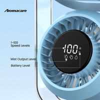 Ventilateur de bureau Aromacare avec 3 pulvérisateurs de brume, 200 vitesses, écran numérique LED, ventilateur portable pour usage personnel
