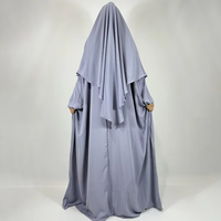 Ensemble Modeste 2 Pièces Khimar Abaya de Haute Qualité en Nida Léger et Respirant pour Femme Musulmane, Robe Hijab Papillon Jilbab pour l'Aïd, Vente en Gros