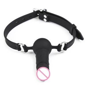 Juguetes sexuales para adultos: Dildo de silicona con correa para la cabeza, para mujer y parejas, con diseño realista de pene y mordaza bucal. - Product Image 1