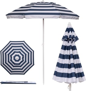 Parasols de plage légers et compacts à rayures imprimées personnalisées, prix d'usine, vente en gros, protection UPF+50, faciles à transporter, <span class=keywords><strong>avec</strong></span> logo - Product Image 1