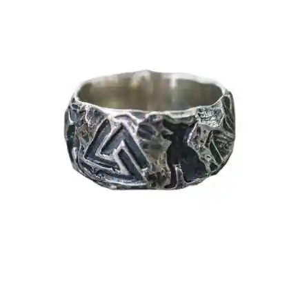 Mens Vking 316L स्टेनलेस स्टील ODIN'S Valknut वाइकिंग अंगूठी फैशन वुल्फ आंकड़ा की अंगूठी गहने के छल्ले