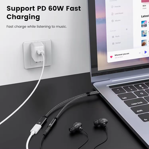 2-In-1 3.5Mm Aux Kabel 60W Snel Opladen Audiokabel USB-C Koptelefoon Jack Splitter Adapter Voor Iphone 15 Pro Max Gloednieuwe - Product Image 3