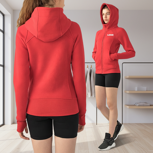 Sudadera con Capucha de Terciopelo <span class=keywords><strong>MGOO</strong></span> para Mujer, Sudadera Corta de Terciopelo Sólido Personalizada, Sudadera Holgada de Poliéster - Product Image 2