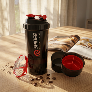 500ml PP <b>Protein</b> Shaker <b>Bottle</b> 3 Layer Mixing Cup With Lid Pill Compartment for Gym Sports Supplement Drinking - Product Image 3