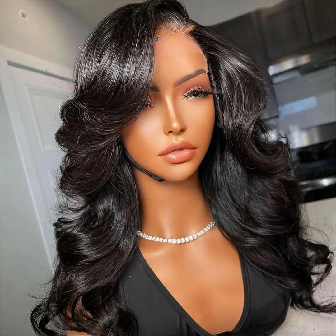 XBL US Warehouse body wave full natural hair Parrucche con nodi sbiancati in pizzo 13x4 vergine grezza capelli umani in pizzo Parrucca frontale