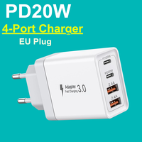 AU US EU universel 4 en 1 prise USB chargeur rapide prise UK double type C chargeur mural 40W 4-Port USB C chargeur bloc