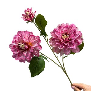 Fleur Artificielle Chinoise de la Sainte Guinguette, Dahlia en Brocart à 3 Têtes, Fleur en Soie à Branche Unique, Décoration de Mariage en Tissu Plastique - Product Image 1