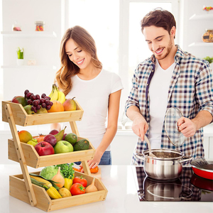 Estante de Bambú de 3 Niveles para Frutas, Frutero Decorativo para Encimera, Soporte para Almacenamiento de Verduras, Pan y Alimentos, Fábrica con Certificación BSCI - Product Image 4