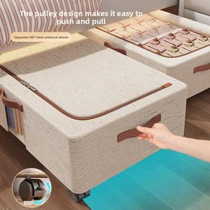Caja de Almacenamiento Debajo de la Cama, de Tela de Algodón y Lino, Organizador de Ropa y Edredones con Ruedas - Product Image 5