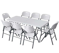 Vente en gros bon marché Table et chaises pliantes de camping pliables en plastique blanc pour l'extérieur Table et chaises de jardin pour événements et fêtes