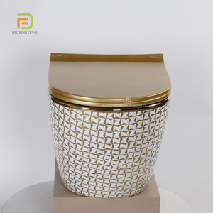 Inodoro colgante de pared con trampa en P de estilo europeo, inodoro suspendido <span class=keywords><strong>flotante</strong></span>, inodoro colgante montado en la pared dorado de lujo para Hotel - Product Image 3