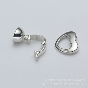 Fermoir en forme de cœur en argent S925 pour bracelet de perles, connecteur de collier, accessoires de bricolage 2013 - Product Image 3