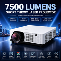 Projecteur laser WUXGA 7500 lumens à courte focale 3LCD avec correction de 4 et 6 angles, déplacement de la lentille et fusion des bords