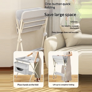 <span class=keywords><strong>Table</strong></span> <span class=keywords><strong>à</strong></span> <span class=keywords><strong>langer</strong></span> pliable et réglable en hauteur avec roulettes et système anti-pincement, ensemble de soins pour nourrissons et post-partum - Product Image 3