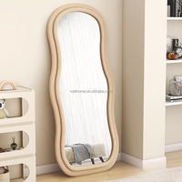 Miroir de décoration intérieure moderne en velours Teddy, grand format, pleine longueur, à effet vague irrégulière, vente en gros