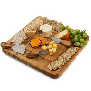 Bamboo cheese board <b>set</b>, bamboo cheese knife <b>set</b>, cheese board drawer, cheese board, cutting board, <b>square</b> - Product Image 2