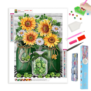 Venta al por mayor <span class=keywords><strong>de</strong></span> diamante pintura girasol florero taladro completo DIY diamante arte pintura Kits para adultos - Product Image 1