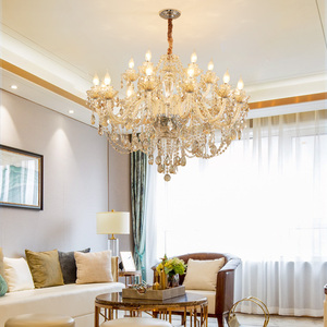 Lustre en cristal doré de luxe avec 12 lumières, base d'ampoule E14, AC 220V, pour salon - Product Image 4