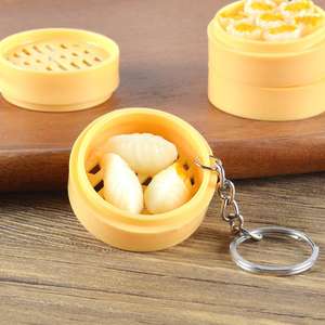 Wangdun simulación cantonés té de la mañana dim sum bollo al vapor albóndigas vapor llavero comida colgante sabor bocadillo modminiaturas - Product Image 2