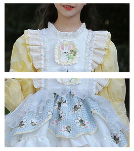 فستان أطفال فاخر بتصميم عتيق، فساتين أميرات للأطفال الصغار، فستان أصفر مزين بالزهور للفتيات، فساتين حفلات مع كشكشة، فستان لوليتا على الطراز الإسباني - Product Image 2