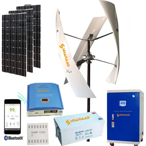 Sistema de energía solar eólica de fábrica de China 1KW 3KW 5KW 10KW Vawt Generador de turbina eólica vertical para uso doméstico