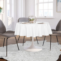 Nappe ronde blanche de 90 pouces personnalisée nappe solide en polyester lavable 170gsm