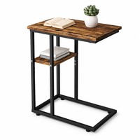 Table d'appoint industrielle moderne en forme de C, double rangement, structure en métal, réglable, pour canapé, salon, hôtel, vente en gros