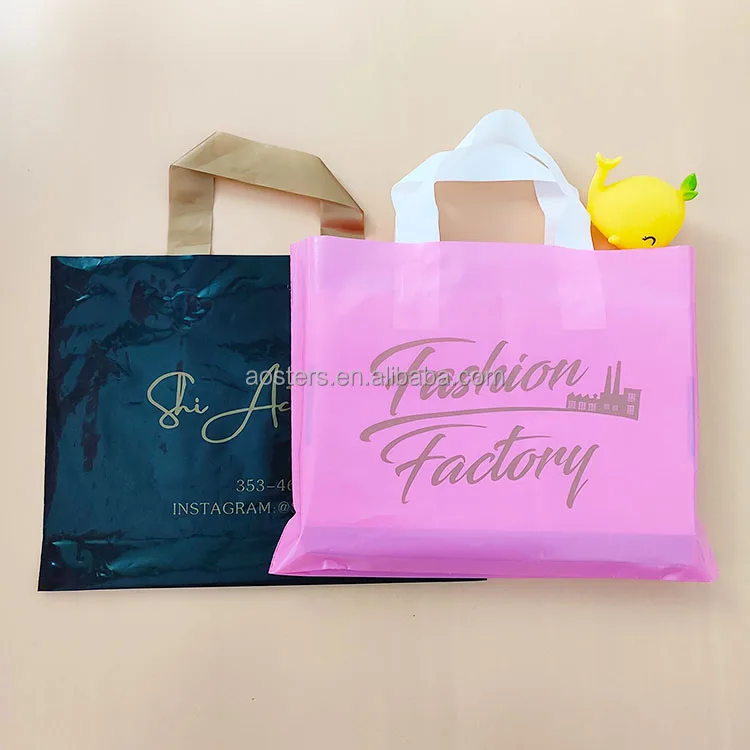 Store custom store plastic shopping bag with logo hdpe plastic shopping bags for clothing reusable plastic bags