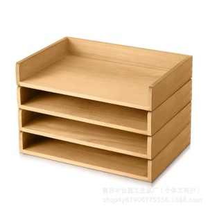 Bamboo Desktop <b>Storage</b> Rack A4 Size 33x26x24.5cm Multi Layer Office Organizer For <b>Documents</b> And Stationery - Product Image 4