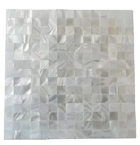 古奇纯白色紧密拼接方形外壳马赛克无缝奢华优雅墙面装饰瓷砖