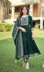 Robe traditionnelle à broderie Costume Salwar pour femme avec Dupatta pour festival et occasion spéciale d'Inde - Product Image 2