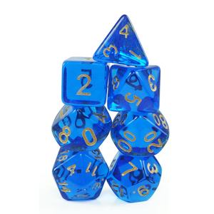 Dados poliédricos dnd personalizados, juego de dados <span class=keywords><strong>rpg</strong></span> 7 transparentes, verde, azul, d4, d6, d8, d10, d12, d20, GEMA, dados, número de oro para juego de mesa divertido - Product Image 3