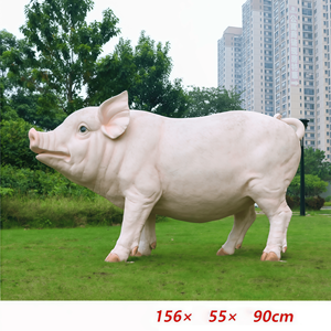 Scultura di Animale da Esterno in Resina Ecologica a Grandezza Naturale, Statua di Maiale Bianco che Allatta i Suoi Cuccioli, Decorazione per Prato - Product Image 2