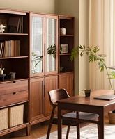 Bibliothèque scandinave moderne, gain de place, durable, avec porte en verre, étagère en bois massif pour l'école et la maison, meuble de rangement combiné