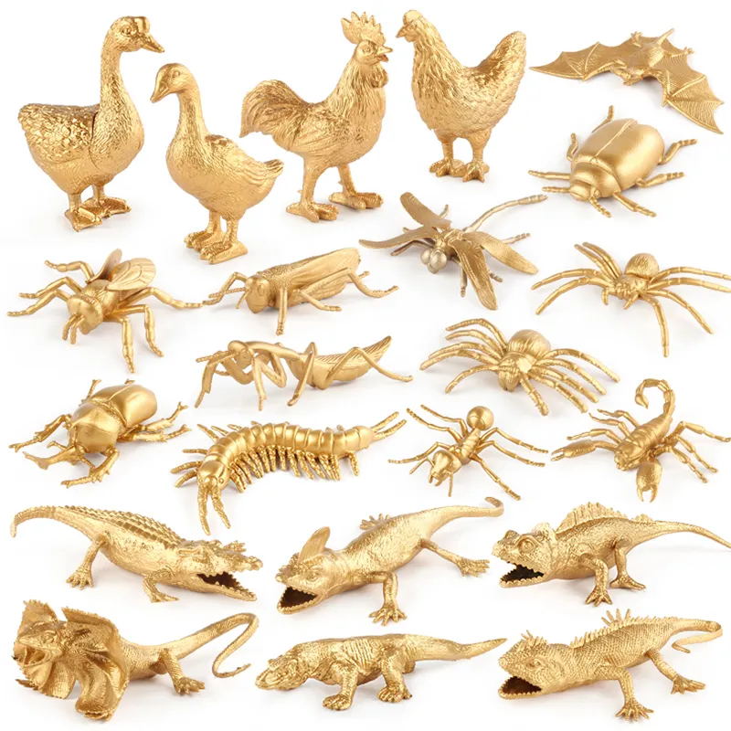 New Arrivals Plastic Figure Sets Animals Model Wholesale Golden Animals Model Plastic Animal Decorations