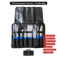 Couteaux de Boucher Professionnels pour Abattage, Désossage et Filetage avec Manche PP et Sac de Rangement