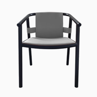 Fauteuil moderne en cuir PU noir avec structure en bois massif pour salon, villa et hôtel