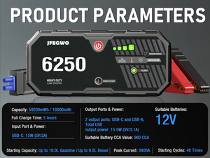 3400a mini xách tay khẩn cấp Xe pin sạc nhảy bắt đầu 16000mAh 12V Jumper khởi động ngân hàng điện xách tay khẩn cấp Kit Cáp - Product Image 2