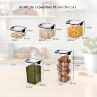 Ensemble de 5 bocaux de conservation alimentaire hermétiques en PET, récipients transparents scellés pour l'organisation du garde-manger, bocaux empilables pour aliments secs