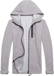 Men PU Coating <strong>Waterproof</strong> Water Repellent Lightweight Outdoor Hooded Hiking Running <strong>Grey</strong> Color Rain Spray <strong>Jacket</strong> and Pant Suit - Product Image 3