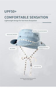 Activités de plein air <span class=keywords><strong>camping</strong></span> voyage crème solaire large bord Cowboy Cap Young Ladies Fashion Bucket Hat for Women - Product Image 6