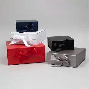 공급 색상 로고 블랙 마그네틱 접이식 종이 상자 가발 머리 연장 포장 선물 상자 리본 직사각형