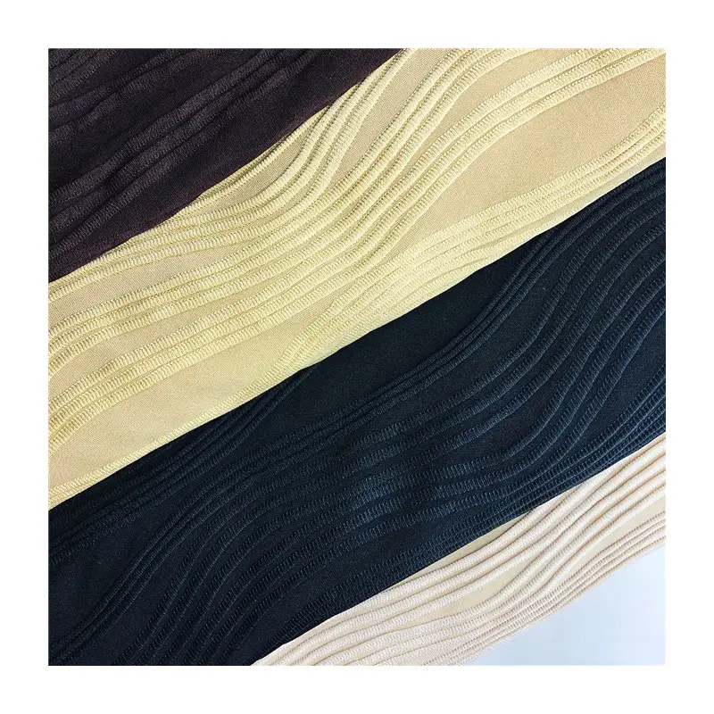 New design Good stretch wave stripe jacquard fabric 95%polyester 5%spandex piece dyed 3D knitting fabric for garments