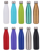 Botella de Agua Deportiva de Aluminio de Lujo, Delgada, de 500 ml, con Logotipo Personalizado y Tapa de Rosca para Viajes