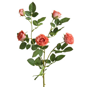 Долговечный классический искусственный цветок розы с 5 бутонами, цвета апельсин, для подарка на День святого Валентина, юбилея, романтического предложения, декора - Product Image 3