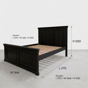 Cadre de lit en bois durable pour lit Queen Size – Construction en pin Radiata et MDF, plateforme spacieuse, options blanc et noir - Product Image 4