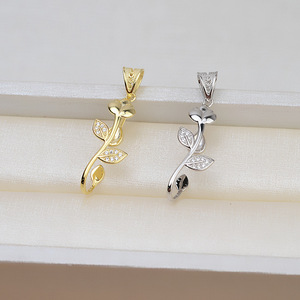 Pendentif feuille baroque en argent S925 à faire soi-même, tendance, nouveau 1402 - Perle extraterrestre féminine, support vide, composants de bijoux - Product Image 2
