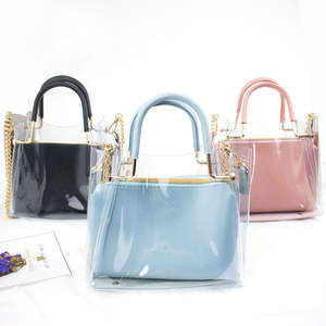 Borsa a tracolla personalizzata Mini borsa alla moda da <span class=keywords><strong>donna</strong></span> trasparente in PVC trasparente con catena a tracolla in plastica borsa aperta - Product Image 6