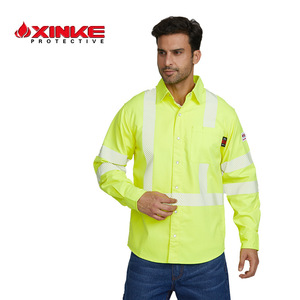 Camisa de seguridad de alta visibilidad, ropa de trabajo de algodón, camisa protectora reflectante de verano para taller, gasolinera, reparación de automóviles - Product Image 5