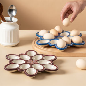จานเสิร์ฟไข่พอร์ซเลนสำหรับครัวขายส่ง ดีไซน์โดดเด่นไม่ซ้ำใคร จานไข่เคลือบสีเซรามิกสำหรับเสิร์ฟไข่เดวิล - Product Image 3